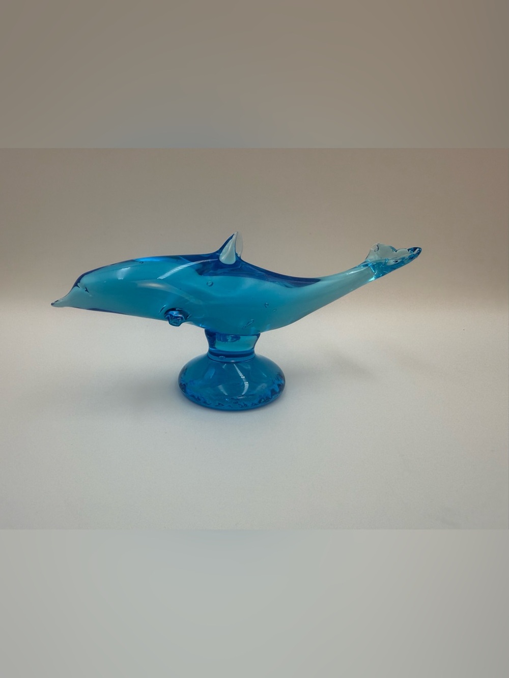 Vintage Ron Ray Blue Dolphin Art Glass Figurine Signed Hand Blown